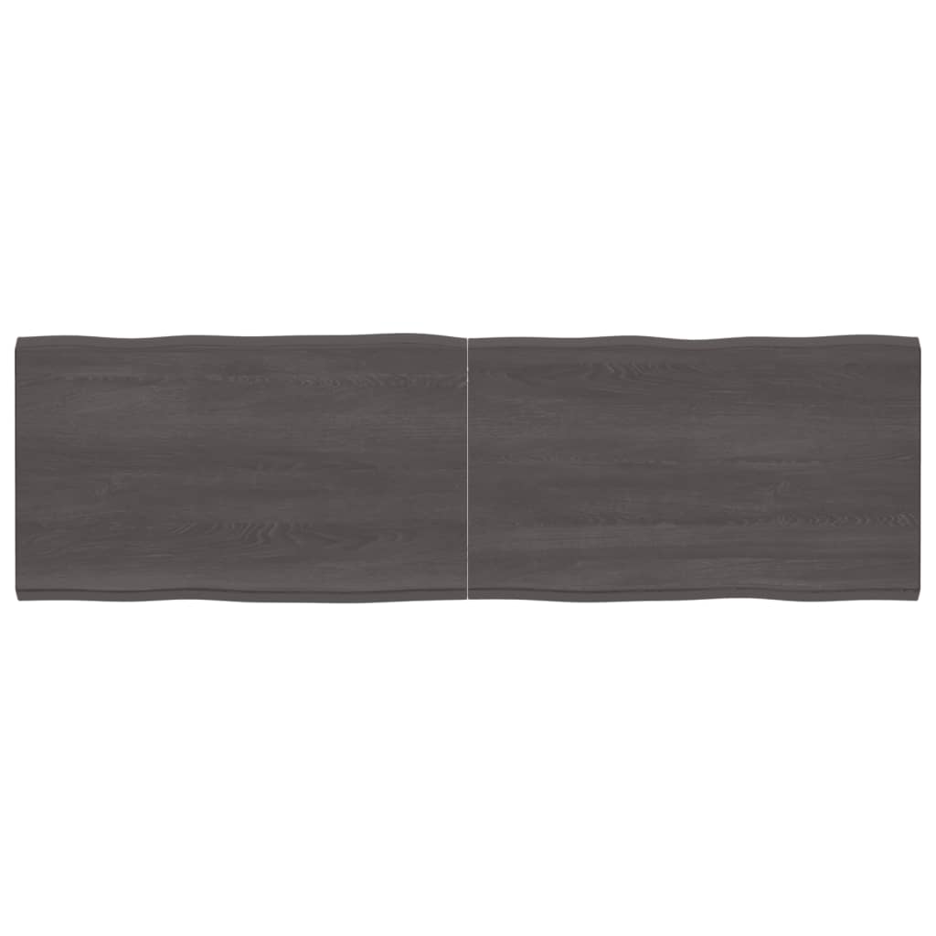 Tafelblad Natuurlijke Rand 200X60X(2-4)Cm Eikenhout Donkerbruin 200 x 60 x 4 cm