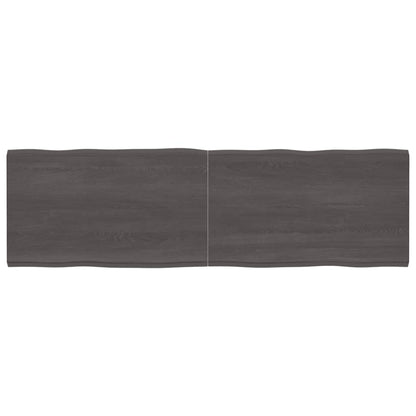 Tafelblad Natuurlijke Rand 200X60X(2-4)Cm Eikenhout Donkerbruin 200 x 60 x 4 cm