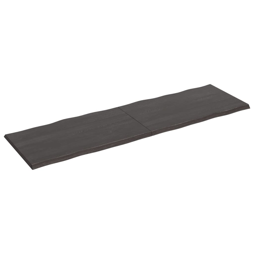 Tafelblad Natuurlijke Rand 200X60X(2-4)Cm Eikenhout Donkerbruin 200 x 60 x 4 cm