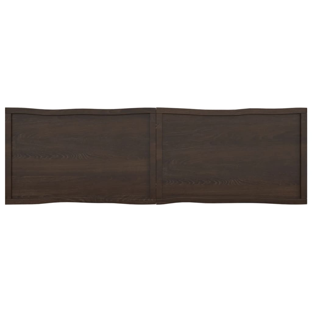 Tafelblad Natuurlijke Rand 200X60X(2-4)Cm Eikenhout Donkerbruin 200 x 60 x 4 cm