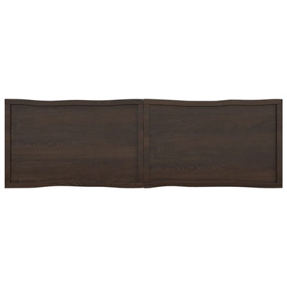 Tafelblad Natuurlijke Rand 200X60X(2-4)Cm Eikenhout Donkerbruin 200 x 60 x 4 cm