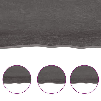 Tafelblad Natuurlijke Rand 200X60X(2-4)Cm Eikenhout Donkerbruin 200 x 60 x 4 cm