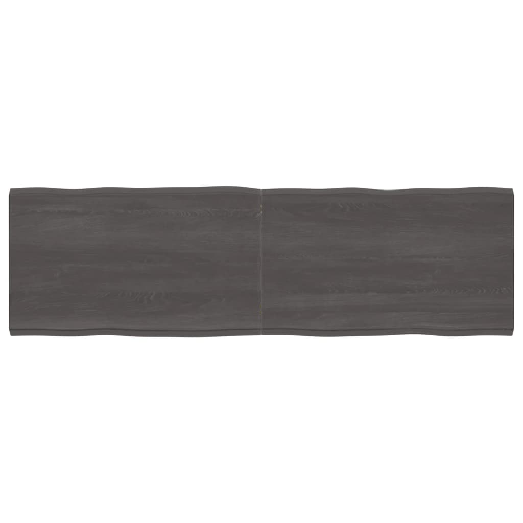 Tafelblad Natuurlijke Rand 200X60X(2-6)Cm Eikenhout Donkerbruin 200 x 60 x 6 cm