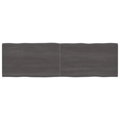 Tafelblad Natuurlijke Rand 200X60X(2-6)Cm Eikenhout Donkerbruin 200 x 60 x 6 cm
