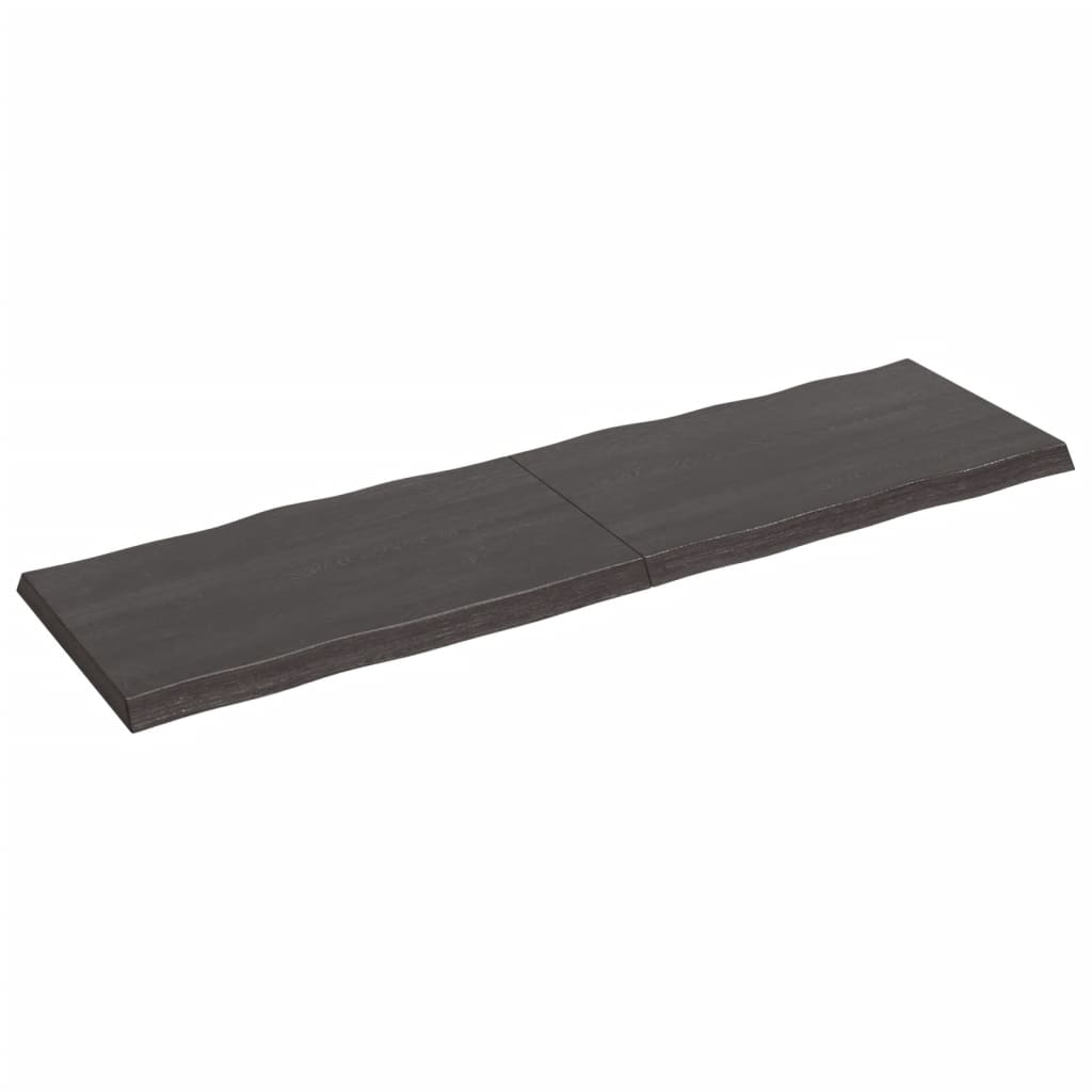 Tafelblad Natuurlijke Rand 200X60X(2-6)Cm Eikenhout Donkerbruin 200 x 60 x 6 cm