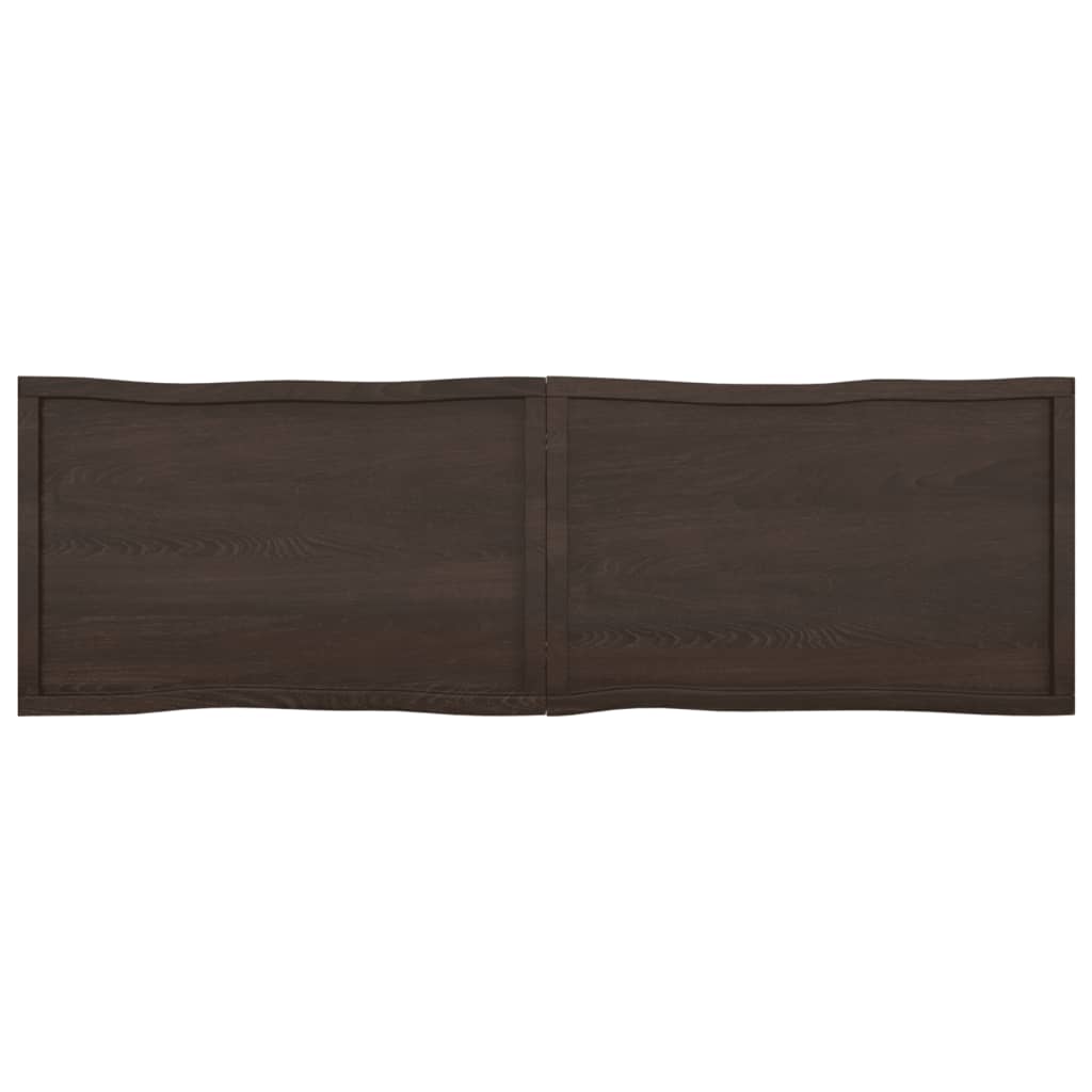 Tafelblad Natuurlijke Rand 200X60X(2-6)Cm Eikenhout Donkerbruin 200 x 60 x 6 cm