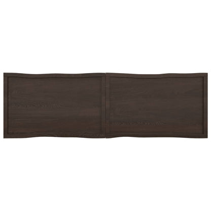 Tafelblad Natuurlijke Rand 200X60X(2-6)Cm Eikenhout Donkerbruin 200 x 60 x 6 cm