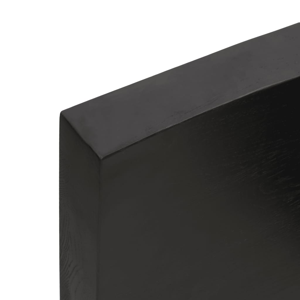 Tafelblad Natuurlijke Rand 200X60X(2-6)Cm Eikenhout Donkerbruin 200 x 60 x 6 cm