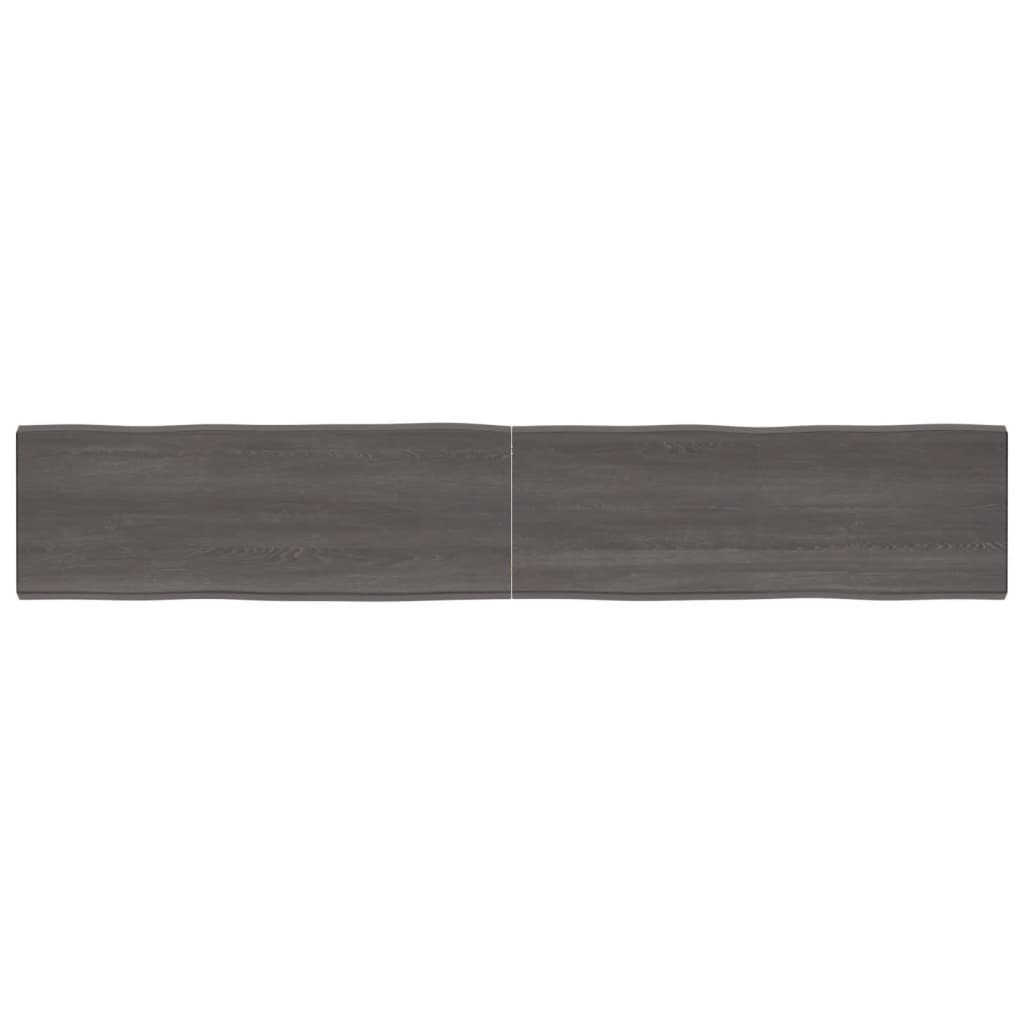Tafelblad Natuurlijke Rand 220X40X(2-6)Cm Eikenhout Donkerbruin 220 x 40 x 6 cm