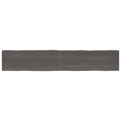 Tafelblad Natuurlijke Rand 220X40X(2-6)Cm Eikenhout Donkerbruin 220 x 40 x 6 cm