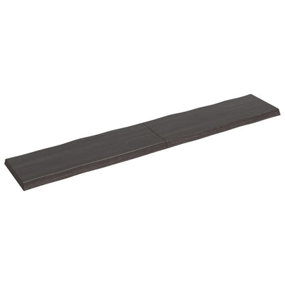 Tafelblad Natuurlijke Rand 220X40X(2-6)Cm Eikenhout Donkerbruin 220 x 40 x 6 cm