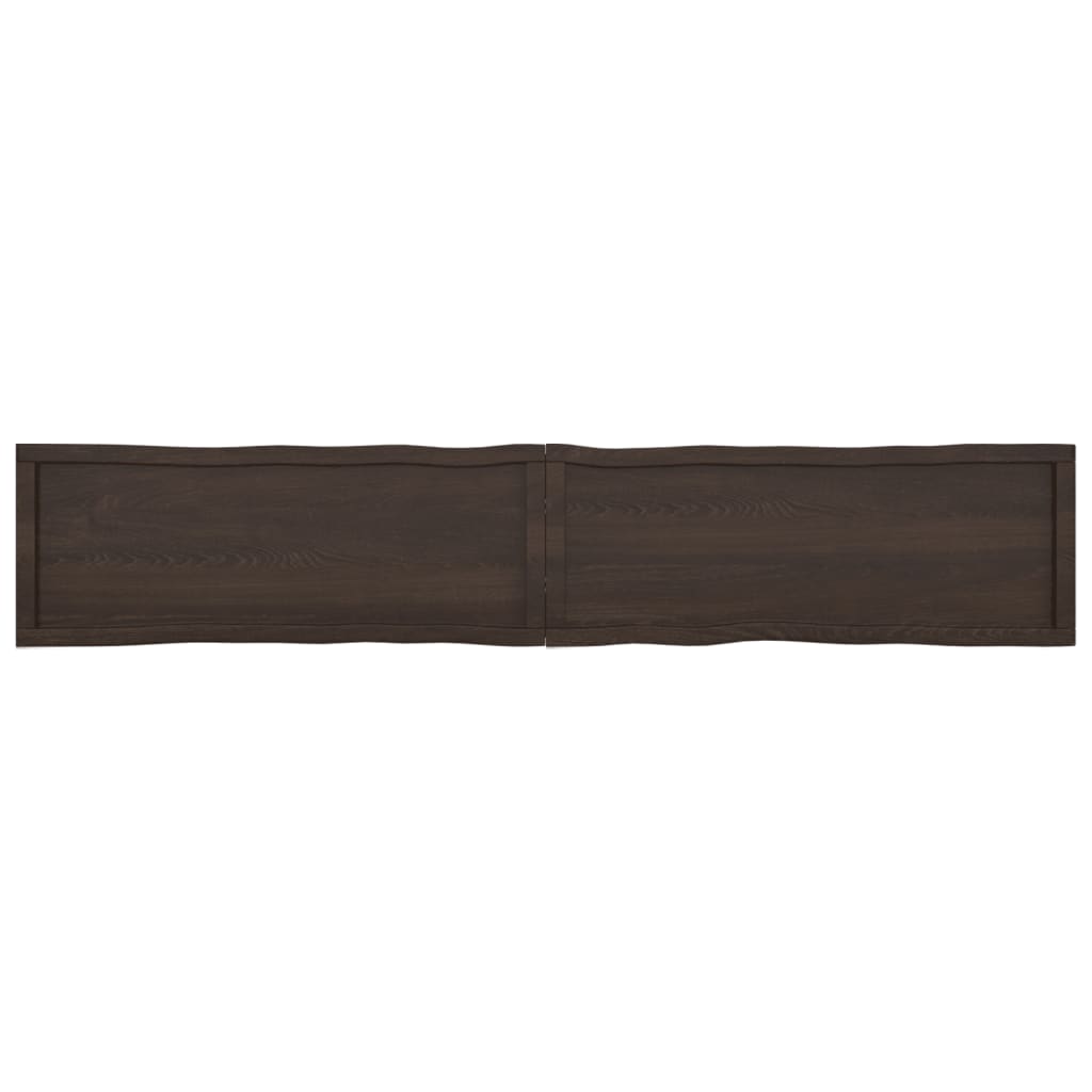 Tafelblad Natuurlijke Rand 220X40X(2-6)Cm Eikenhout Donkerbruin 220 x 40 x 6 cm