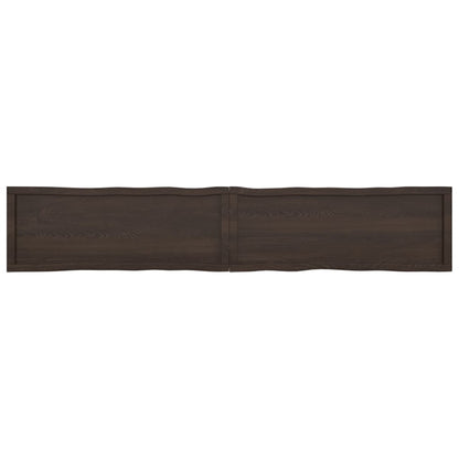 Tafelblad Natuurlijke Rand 220X40X(2-6)Cm Eikenhout Donkerbruin 220 x 40 x 6 cm