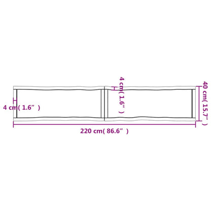 Tafelblad Natuurlijke Rand 220X40X(2-6)Cm Eikenhout Donkerbruin 220 x 40 x 6 cm