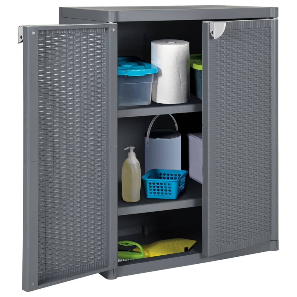 Tuinkast 65X45X88 Cm Polypropeen Rattan Grijs