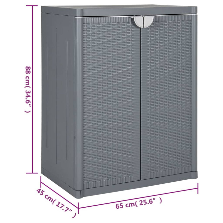 Tuinkast 65X45X88 Cm Polypropeen Rattan Grijs