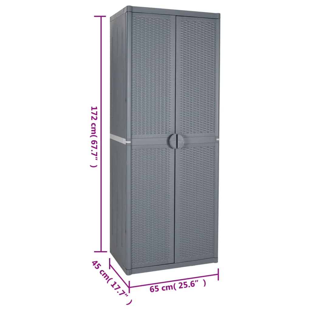 Tuinkast 65X45X172 Cm Pp Rattan Grijs