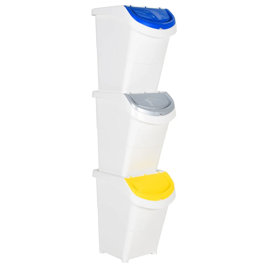 Afvalbakken Met Deksels Stapelbaar St Pp 120 l Wit