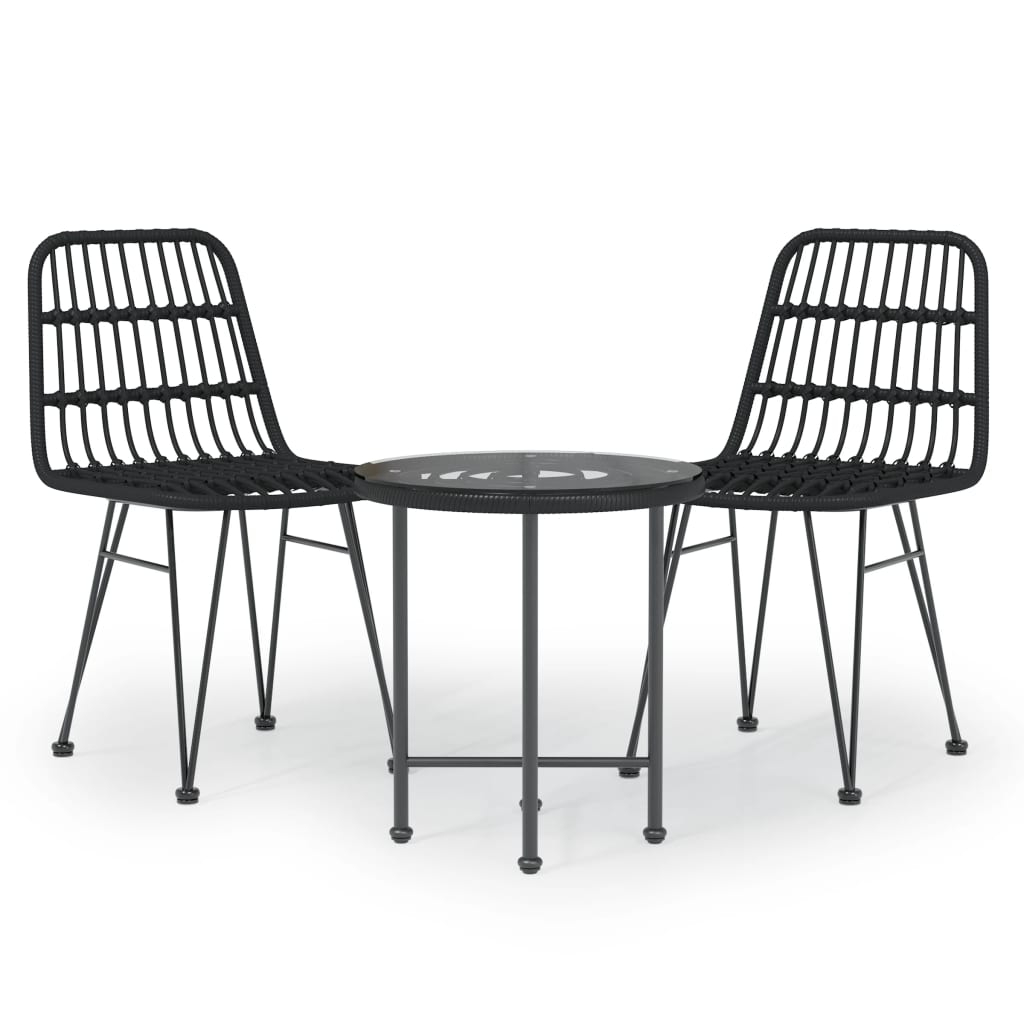 -Delige Tuinset Poly Rattan Zwart