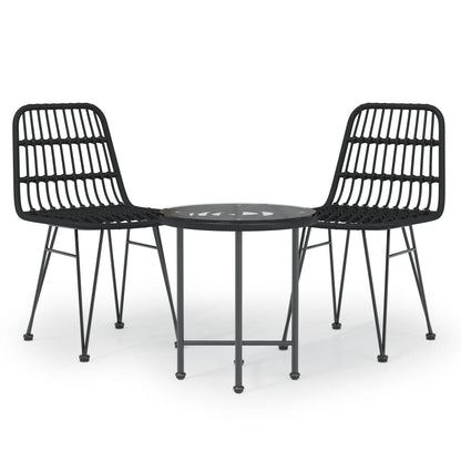 -Delige Tuinset Poly Rattan Zwart
