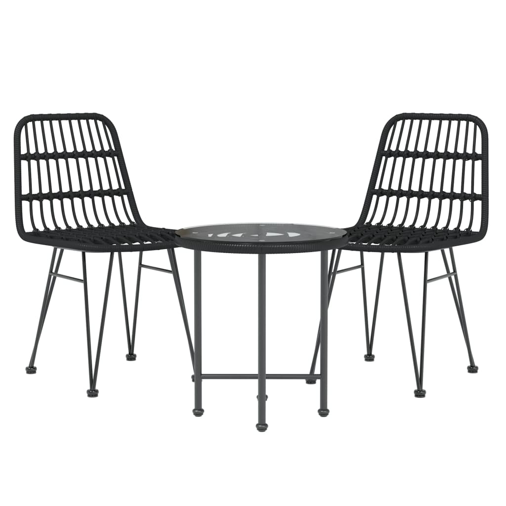 -Delige Tuinset Poly Rattan Zwart