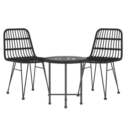 -Delige Tuinset Poly Rattan Zwart
