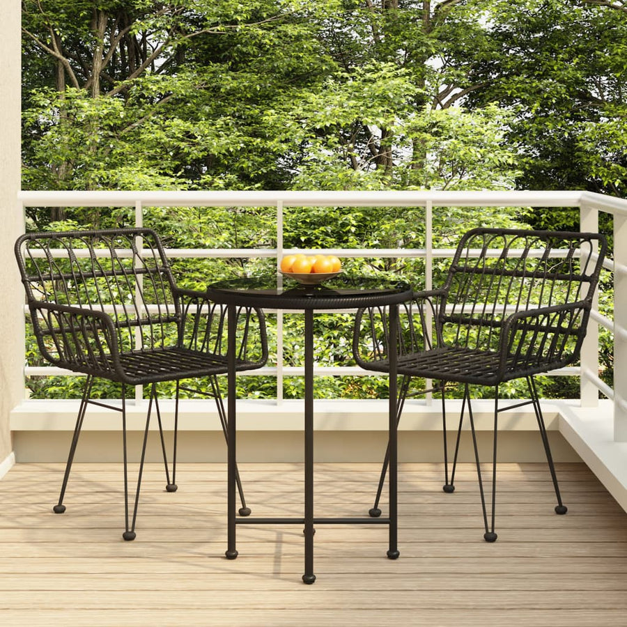 Tuinset Poly Rattan Zwart