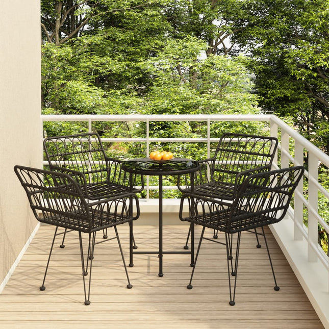 -Delige Tuinset Poly Rattan Zwart