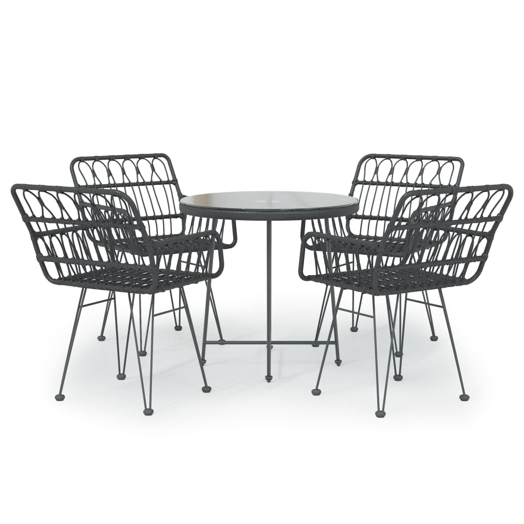 -Delige Tuinset Poly Rattan Zwart