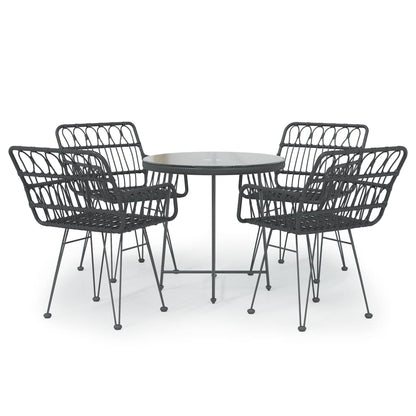 -Delige Tuinset Poly Rattan Zwart