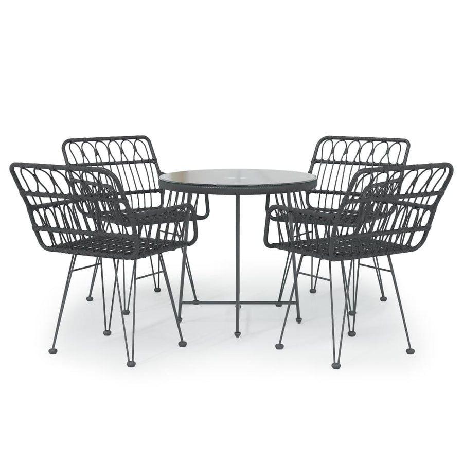 -Delige Tuinset Poly Rattan Zwart
