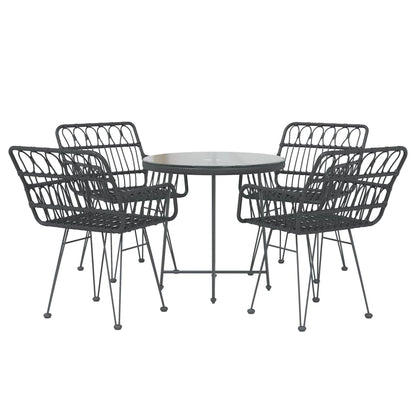 -Delige Tuinset Poly Rattan Zwart