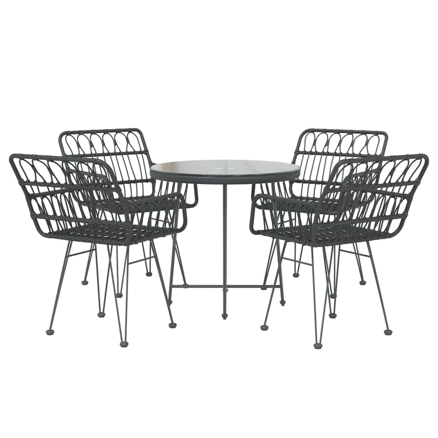 -Delige Tuinset Poly Rattan Zwart