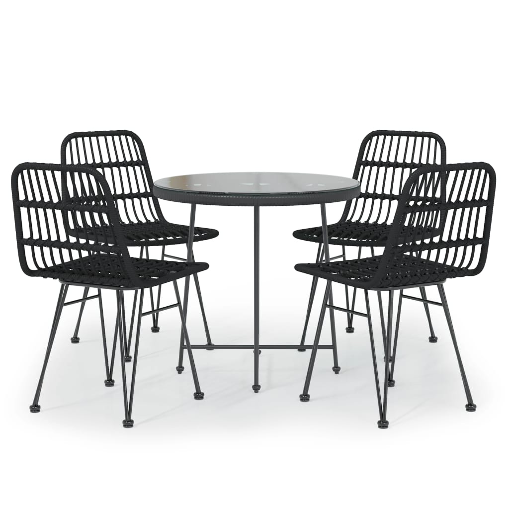 -Delige Tuinset Poly Rattan Zwart