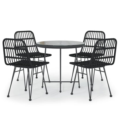 -Delige Tuinset Poly Rattan Zwart