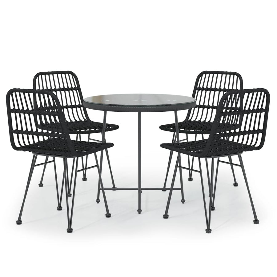 -Delige Tuinset Poly Rattan Zwart