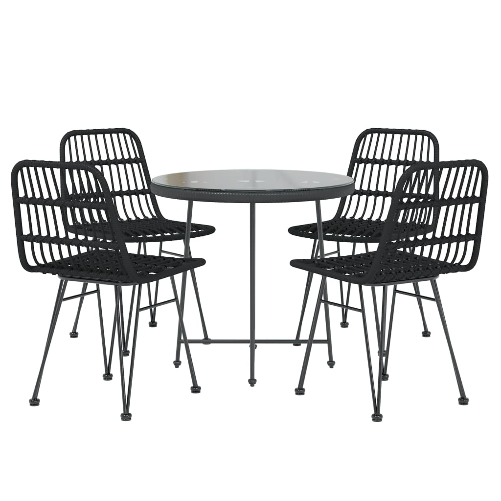 -Delige Tuinset Poly Rattan Zwart