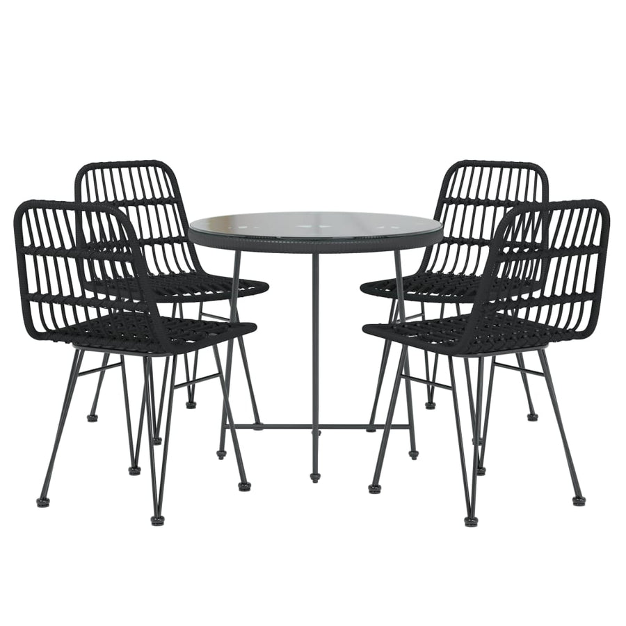 -Delige Tuinset Poly Rattan Zwart