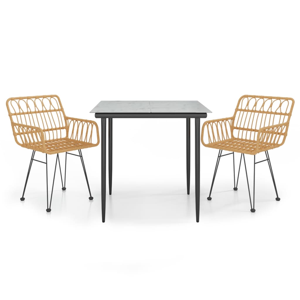 -Delige Tuinset Poly Rattan 3 80 x 80 x 74 cm Bruin