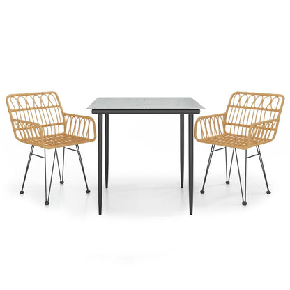 -Delige Tuinset Poly Rattan 3 80 x 80 x 74 cm Bruin