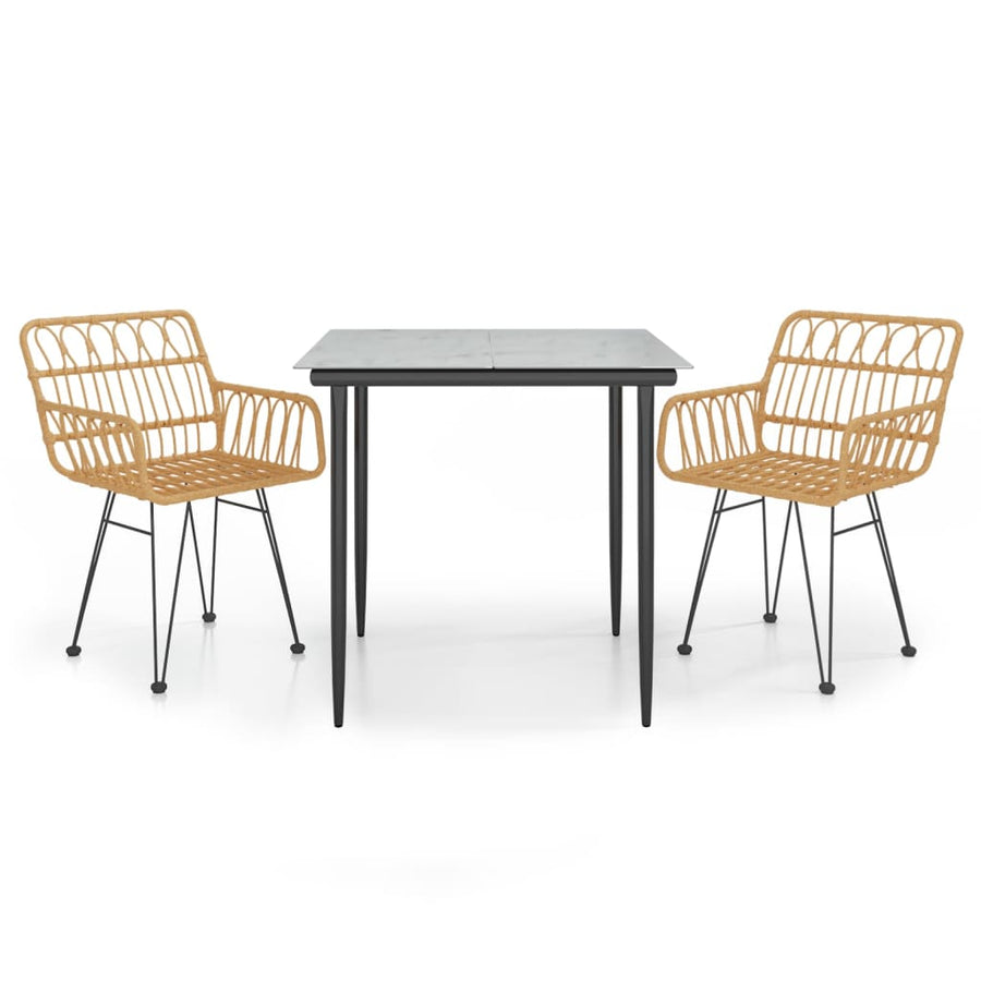 -Delige Tuinset Poly Rattan 3 80 x 80 x 74 cm Bruin