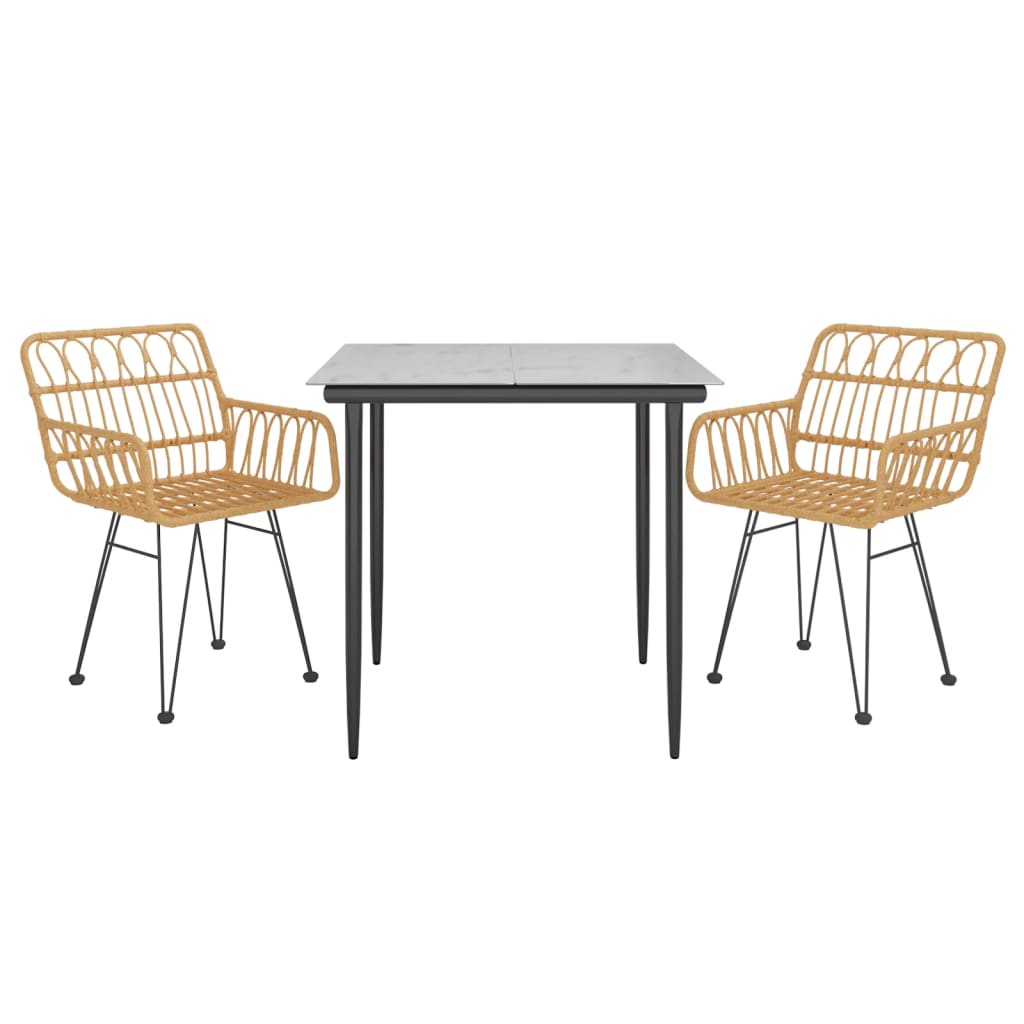 -Delige Tuinset Poly Rattan 3 80 x 80 x 74 cm Bruin