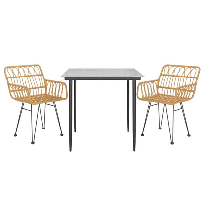 -Delige Tuinset Poly Rattan 3 80 x 80 x 74 cm Bruin