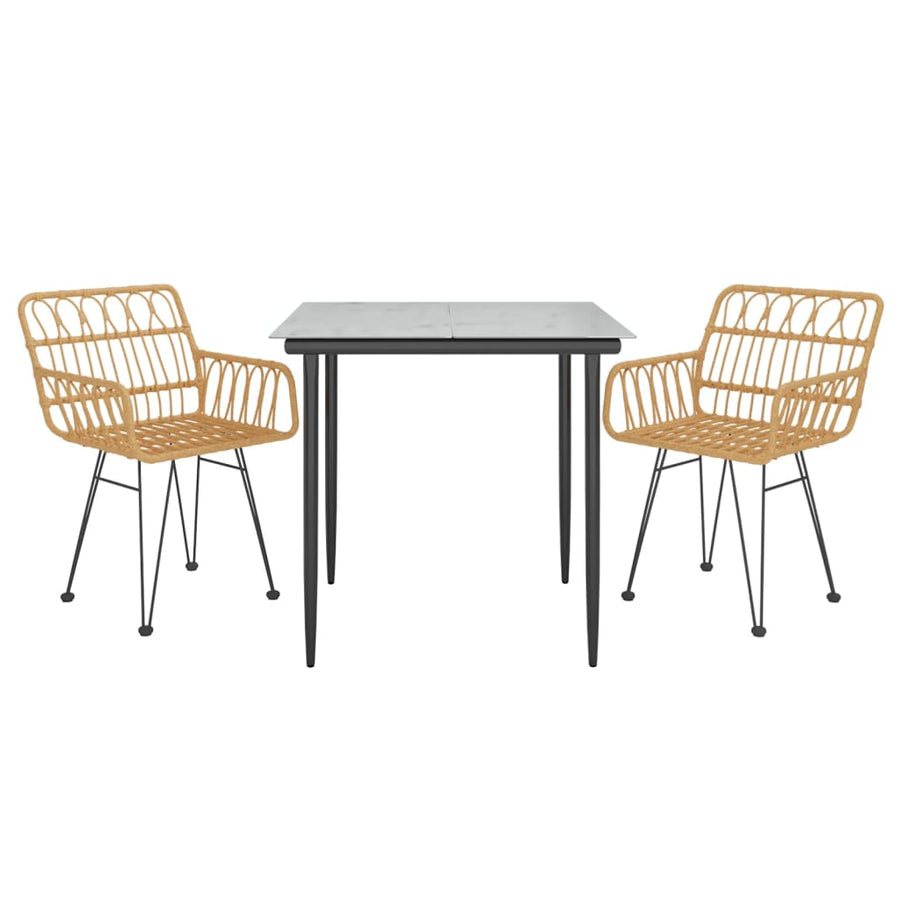 -Delige Tuinset Poly Rattan 3 80 x 80 x 74 cm Bruin