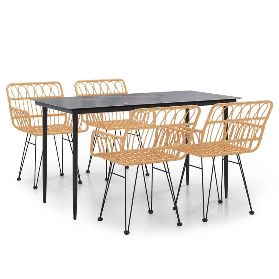 -Delige Tuinset Poly Rattan 5 140 x 70 x 74 cm Bruin