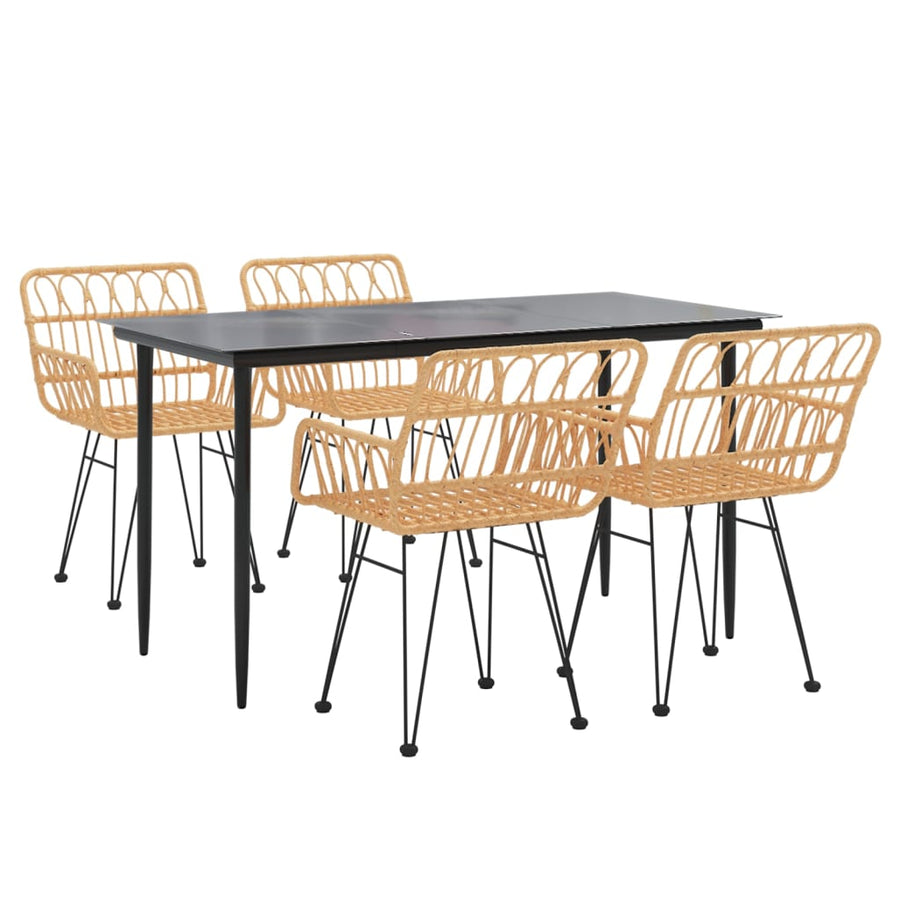 -Delige Tuinset Poly Rattan 5 140 x 70 x 74 cm Bruin