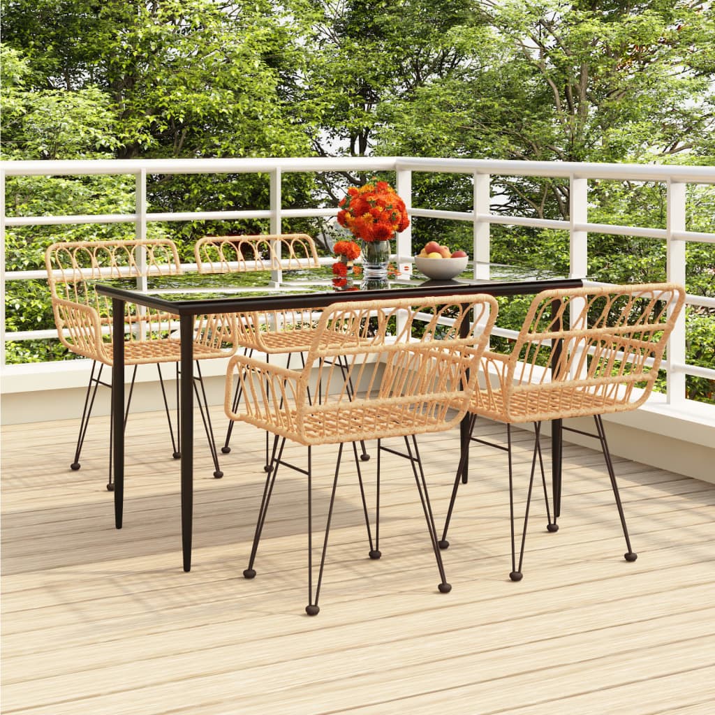 -Delige Tuinset Poly Rattan 5 140 x 70 x 74 cm Bruin