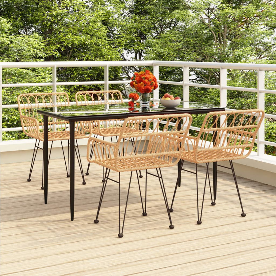 -Delige Tuinset Poly Rattan 5 140 x 70 x 74 cm Bruin