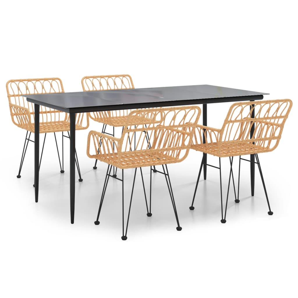 -Delige Tuinset Poly Rattan 5 160 x 80 x 74 cm Bruin