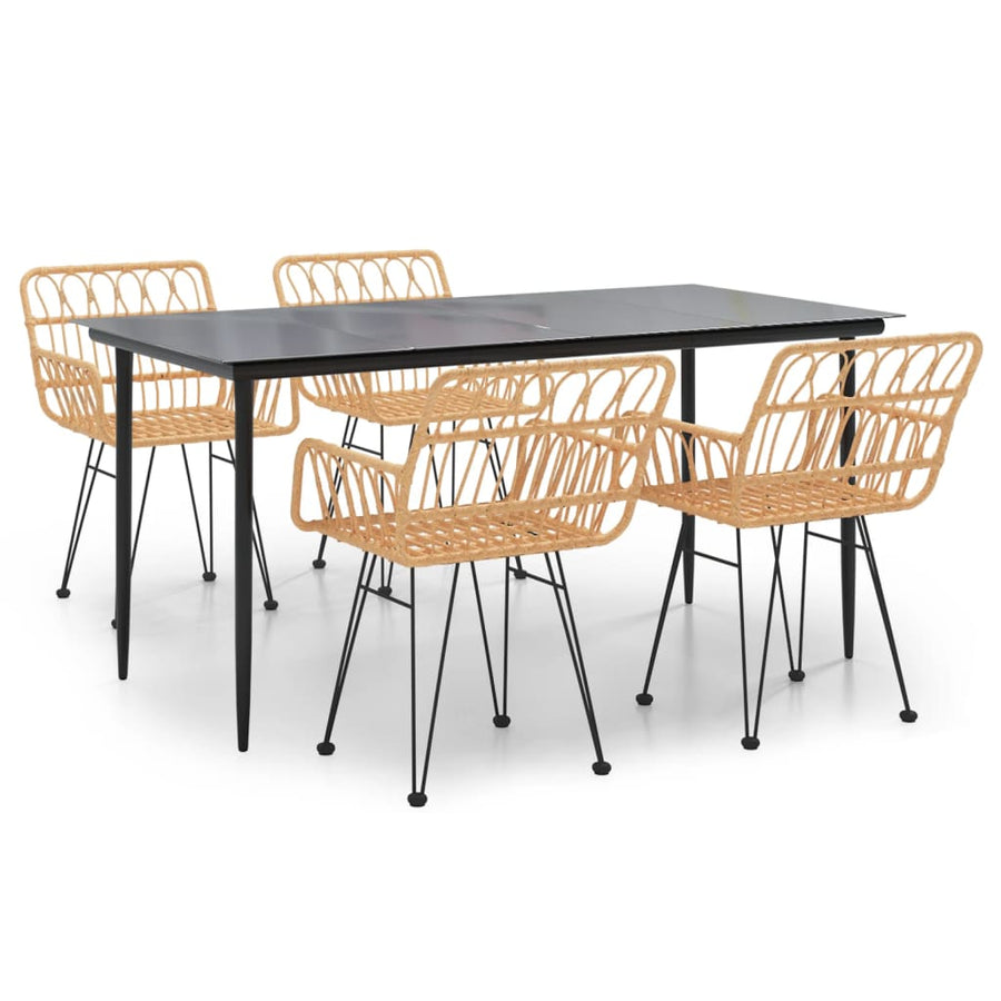 -Delige Tuinset Poly Rattan 5 160 x 80 x 74 cm Bruin